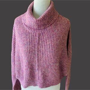 AEROPOSTALE WOMEN COZY CROPPED TURTLENECK PURPLE AERO WORLD CHILE SWEATER NEW XL